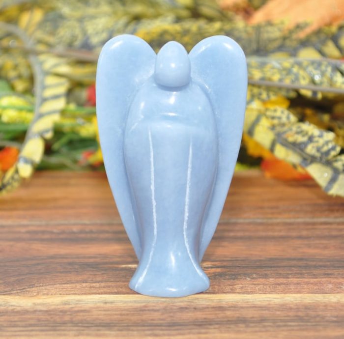 Angelite Crystal Angel | Crystal Figurine | Standing Statuette | Handmade | Angelic Reiki | Metaphysical l Healing Crystal