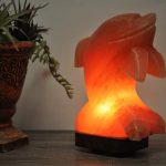 Natural Himalayan Pink Salt Dolphin Shape Lamp, Authentic, Dimmer Switch, Wood Base, Night Light, Home Decor
