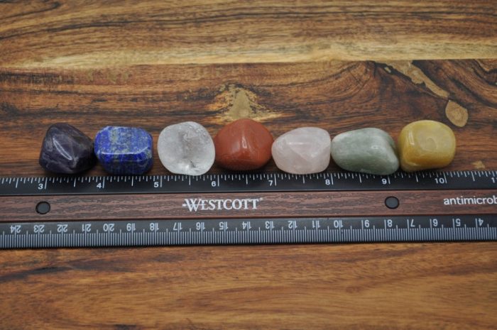 7 Chakra Tumbled Stones Set and Selenite Charger | Tumbled Crystals | Chakra Healing Tumbled Rocks with Selenite | Chakra Tumbled Gemstones