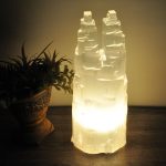 Selenite Crystal Twin Lamp, Selenite Twin Tower Skyscraper, Dimmer Switch, Meditation, Calming & Soothing Environment