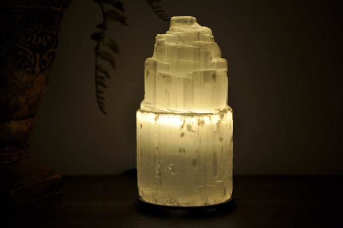 Selenite Crystal Lamp | Selenite Tower Skyscraper Lamp | Dimmer Switch | Calming & Soothing Environment | an Extra Bulb