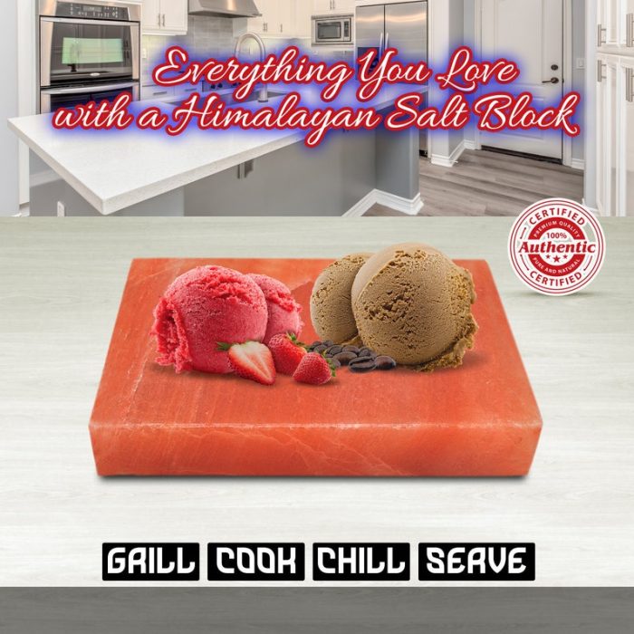 Himalayan Pink Salt Block Cooking Plate | Perfect for Cooking, Grilling & Cutting | Antibacterial and Antimicrobial | 16"x8"x2"