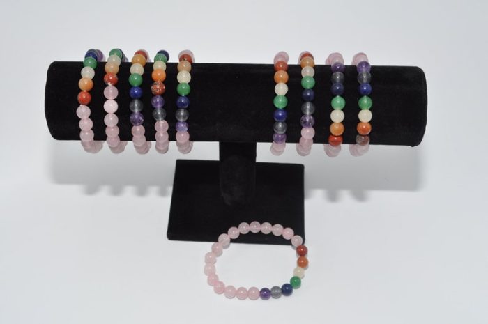 Rose Quartz Beaded Bracelet With 7 Chakra Crystal Stones | Beautiful Healing Jewelry | Chakra Jewelry | Reiki Stones | Stone Of Love