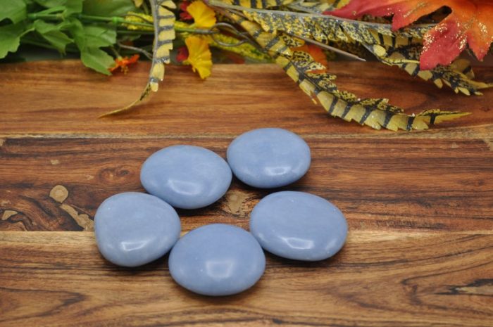 Angelite Palm Stone | Polished Gemstone | Handmade Massage Stone | Meditation & Healing Crystal | Stress Reliever