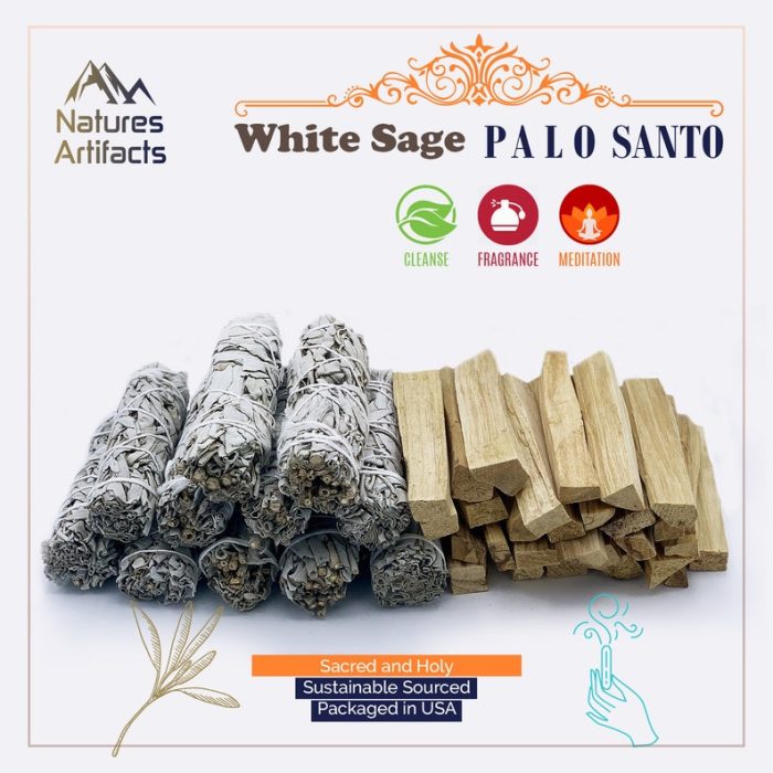 Set of 3 White Sage and 3 Palo Santo Smudge Sticks | Home Smudging | Cleanse Home and Aura | Sacred & Holy Herb | Purify Air | 4 - 5 inch