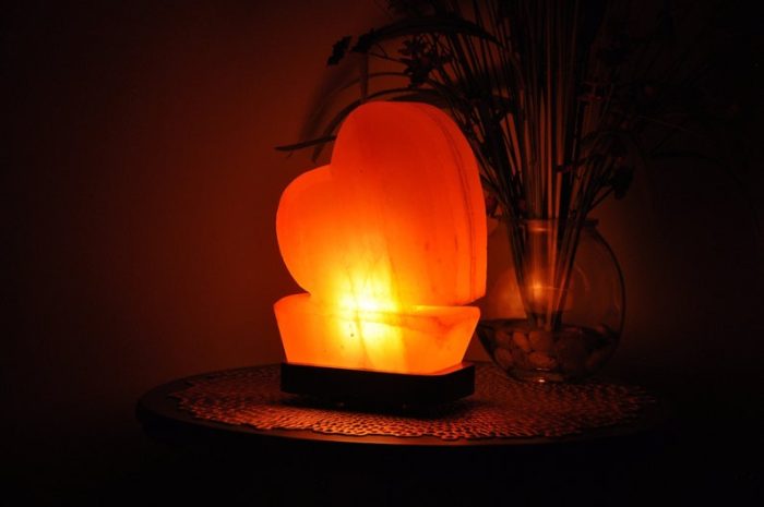 Himalayan Pink Salt Heart Shape Lamp, Pure & Authentic, Dimmer Switch, Wood Base, Handmade, Night Light, Home Decor, 9" Height