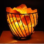 Himalayan Salt Lamp Iron Basket with Pink Salt Chunks, Night Light, Home Decor, 7" Height, Electric Cord & Bulbs Included