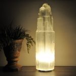 Selenite Crystal Lamp, Selenite Tower Skyscraper Lamp, Handmade, Dimmer Switch, Meditation, Calming & Soothing Environment, 40 cm (16 inch)