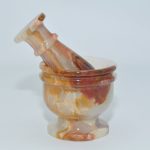Mortar and Pestle Set | Banded Green Onyx | Perfect for Spices, Herbs, Seasonings | 1 Cup-Capacity | Detergent Safe