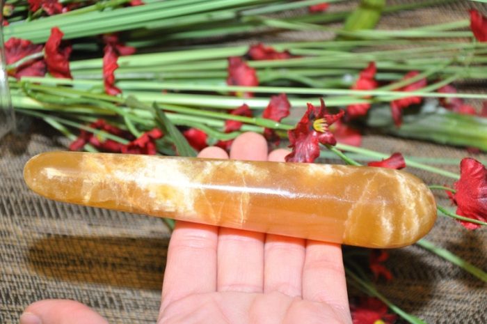 Honey Citrine Calcite Massage Wand | Crystal Healing Wand | Soothing & Calming Massage | Spa Massage Wand | Stress Reliever | Healing Tool