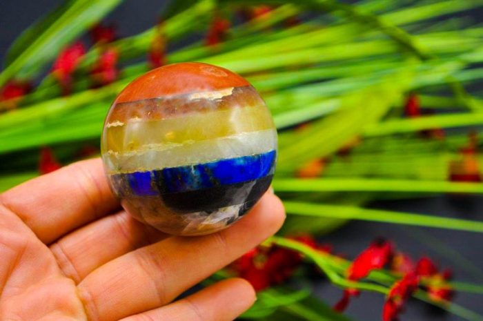 7 Chakra Bonded Sphere | Polished Stones | Chakra Healing Crystals | Reiki Chakra Ball | Chakra Balancing | Metaphysical | 40 - 50 mm