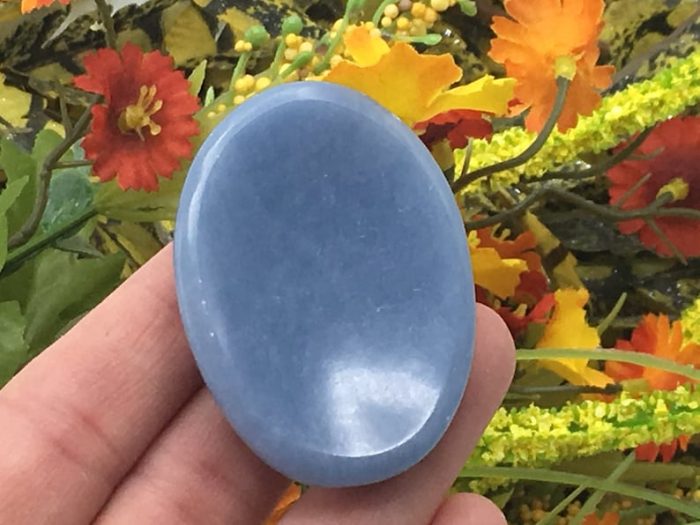 Angelite Worry Stone | Thumb Worry Stone | Polished Gemstone | Handmade Massage Stone | Meditation & Healing Crystal | Stress Reliever