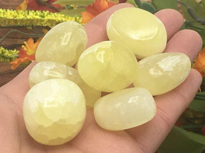 Pineapple Calcite Tumbled Stones | Lemon Calcite Tumbled Crystals | Hand Polished | Healing Stones | Metaphysical Stone | Meditation