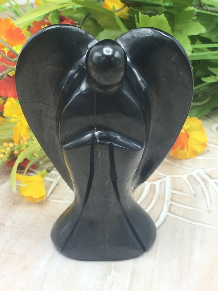 Shungite Angel | Heart Chakra | Crystal Figurine | Standing Statuette | Angelic Reiki | Metaphysical | Realistic Detailed | EMF Protection