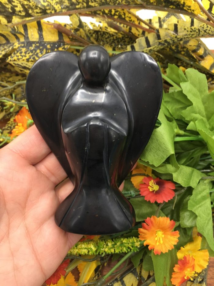 Shungite Angel | Heart Chakra | Crystal Figurine | Standing Statuette | Angelic Reiki | Metaphysical | Realistic Detailed | EMF Protection