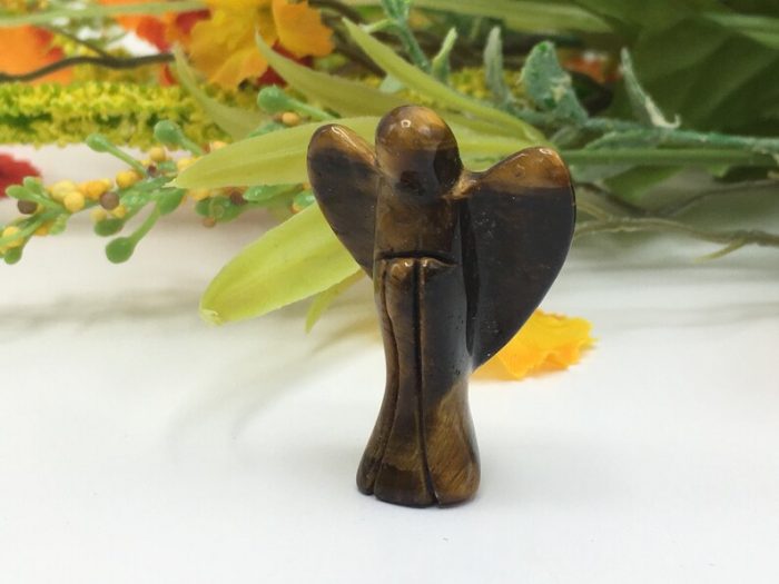 Tiger Eye Crystal Angel | Crystal Figurine | Standing Statuette | Handmade | Angelic Reiki | Metaphysical l Realistic Detailed