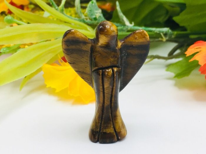 Tiger Eye Crystal Angel | Crystal Figurine | Standing Statuette | Handmade | Angelic Reiki | Metaphysical l Realistic Detailed