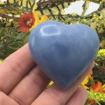 Angelite Heart Stones | Polished Gemstone | Puffy Heart | Hand Polished Massage Stone | Meditation & Healing Crystal | Stress Reliever