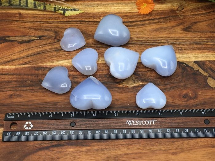 Blue Chalcedony Heart Stone | Pocket Polished Gemstones | Puffy Heart | Healing Crystals & Stones | Throat Chakra | Reiki Stone | Handmade