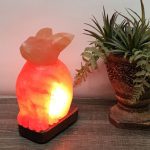 Natural Himalayan Pink Salt Bunny Shape Lamp, Authentic, Dimmer Switch, Wood Base, Night Light, Home Decor