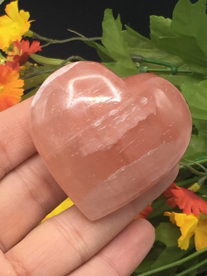 Strawberry Pink Calcite Heart | Metaphysical Heart Decor | Calcite Heart | Hand Carved | Polished Gemstone | Healing Crystal | 1.5" and 2"