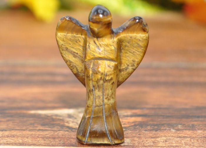 Tiger Eye Crystal Angel | Crystal Figurine | Standing Statuette | Handmade | Angelic Reiki | Metaphysical l Realistic Detailed