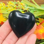 Black Obsidian Heart Stone | Black Obsidian Massage Stone | Pocket Stone | Reiki Tool | Healing Crystal | Stress Reliever | Meditation