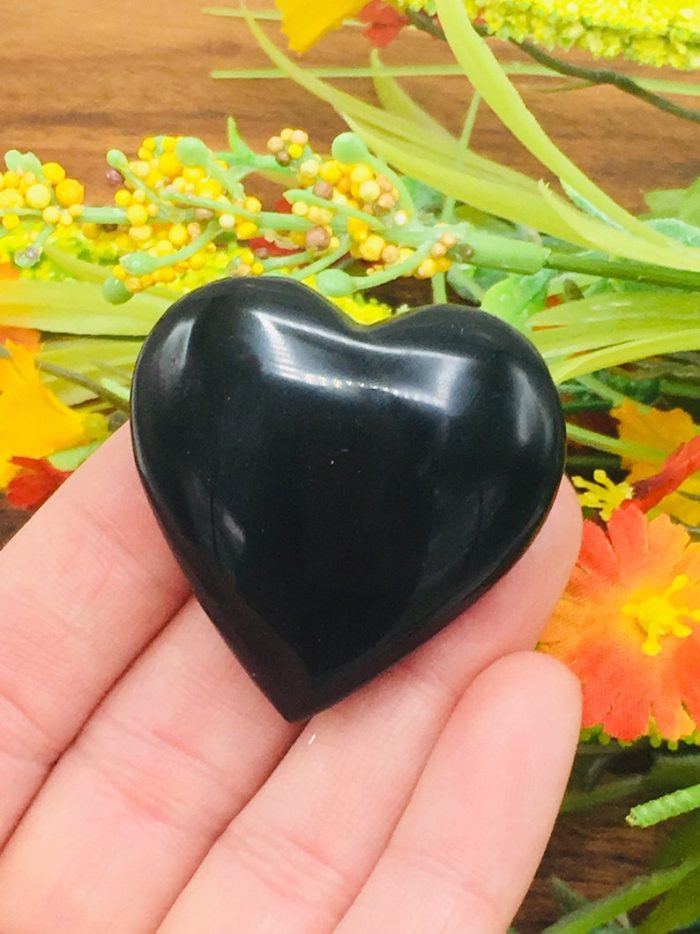 Black Obsidian Heart Stone | Black Obsidian Massage Stone | Pocket Stone | Reiki Tool | Healing Crystal | Stress Reliever | Meditation