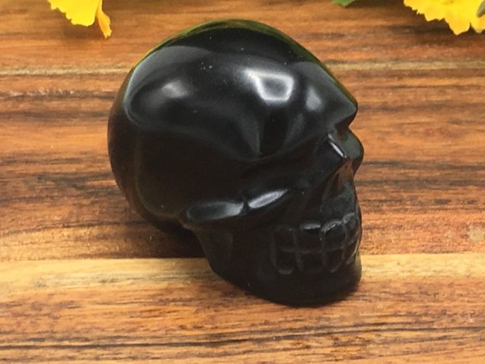 Black Obsidian Skull | Obsidian Crystal Skull | Realistic Detail | Hand Carved Crystal | Healing Fine Art Sculpture | Metaphysical Skull