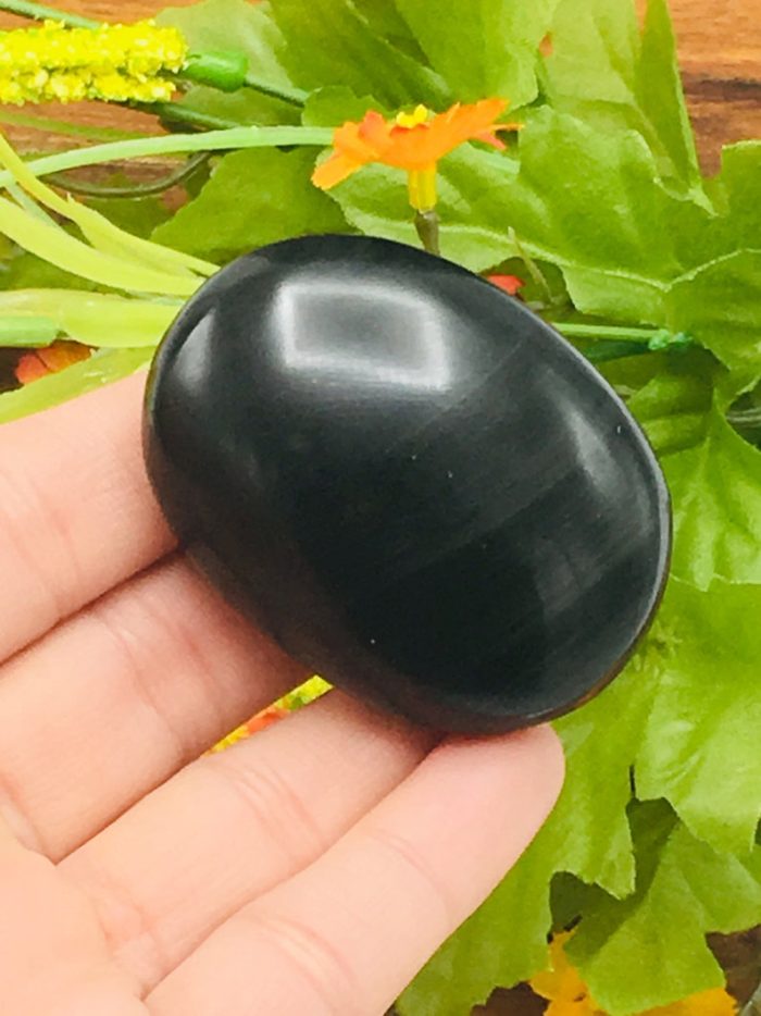 Black Obsidian Palm Stone | Black Obsidian Massage Stone | Pocket Stone | Reiki Tool | Healing Crystal | Stress Reliever | Meditation