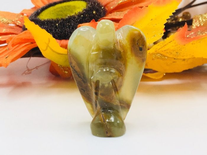 Multi Green Banded Onyx Angel | Onyx Crystal Angel | Crystal Figurine | Standing Statuette | Handmade | Angelic Reiki | Metaphysical | 2"