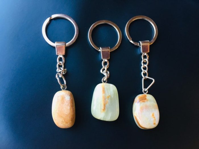 Multi Green Onyx Key chain | Chakra Gemstone Keychain | Crystal Key chain | Healing Gemstone Key Accessories | Onyx Tumbled Keychain