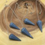 Angelite Crystal Pendulum With Silver Plated Chain | Angelite Point Pendulum | Healing Dowsing Energy Balancing | Faceted | Handmade