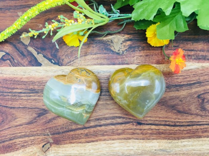 Multi Green Banded Onyx Heart | Green Onyx Heart | Handmade Crystal | Healing Fine Art Gemstone | Metaphysical | Home Decor | 2 inch