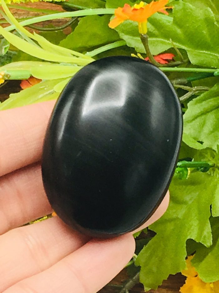 Black Obsidian Palm Stone | Black Obsidian Massage Stone | Pocket Stone | Reiki Tool | Healing Crystal | Stress Reliever | Meditation