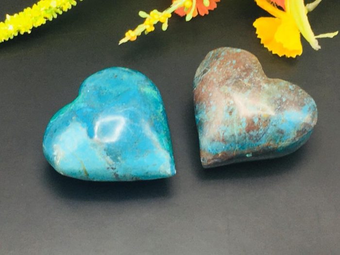 Chrysocolla Heart Stones | Chrysocolla Crystals | Hand Polished Pocket Stone | Chakra Stones | Reiki | Meditation | Massage Heart | 2 inch