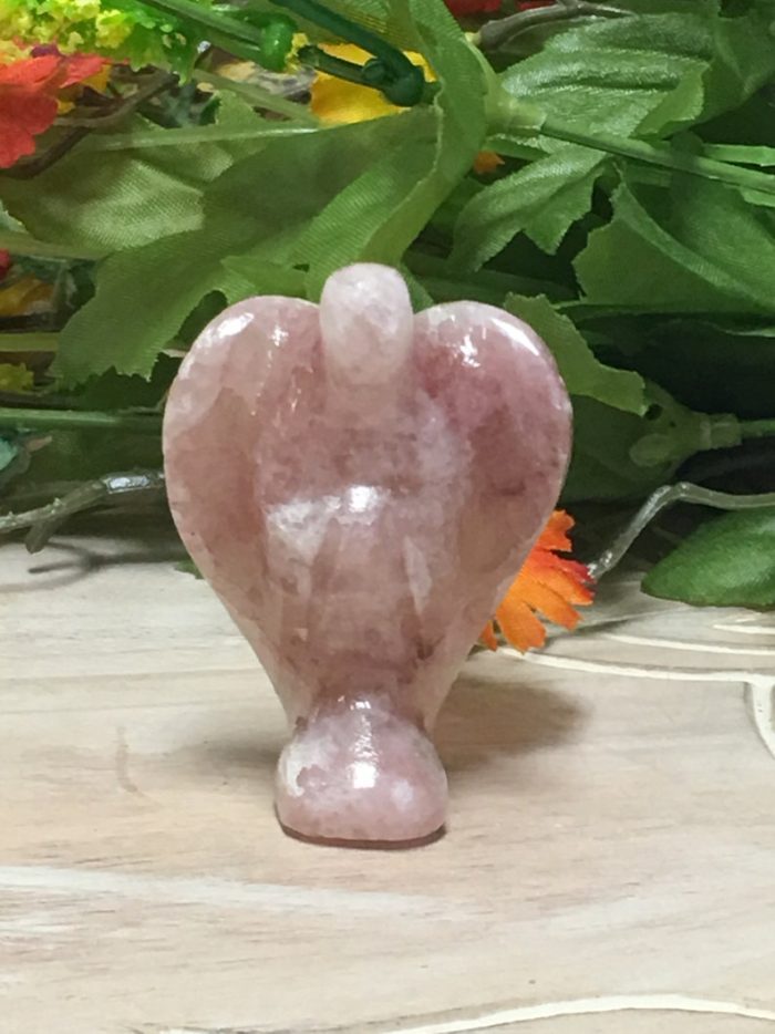 Strawberry Pink Calcite Angel | Heart Chakra | Crystal Figurine | Standing Statuette | Handmade | Angelic Reiki | Metaphysical stone | 2"