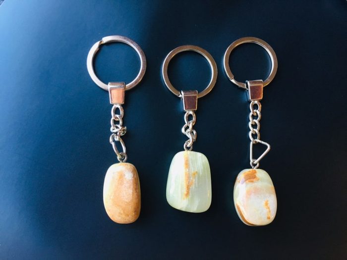 Multi Green Onyx Key chain | Chakra Gemstone Keychain | Crystal Key chain | Healing Gemstone Key Accessories | Onyx Tumbled Keychain