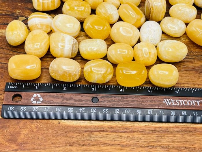 Orange Calcite Tumbled Stone | Yellow Calcite Pocket Stones | Tumbled Crystals | Chakra | Healing Gemstone | Massage Stones