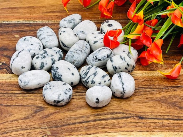 White Tiger Jasper Tumbled Stone | White Tiger Pocket Stone l Crystal Healing Stone | Soothing & Calming Massage Stone | Stress Reliever