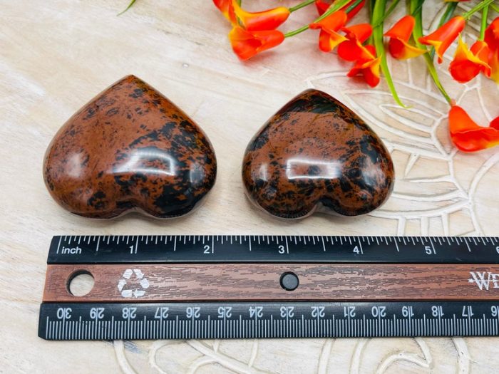 Mahogany Obsidian Heart Stones | Mahogany Obsidian Crystals | Hand Polished Pocket Stone | Reiki | Meditation