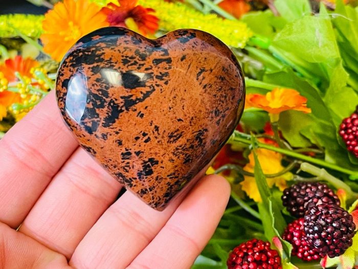 Mahogany Obsidian Heart Stones | Mahogany Obsidian Crystals | Hand Polished Pocket Stone | Reiki | Meditation