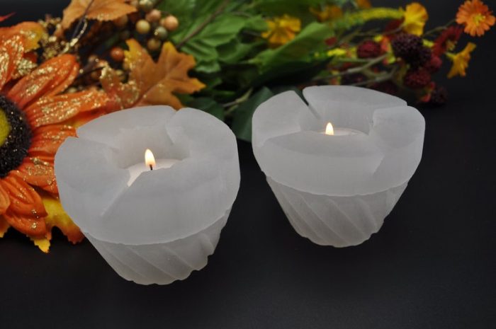 Selenite Tealight Candle Holder | Authentic and Handmade | Home Decor | Soothing & Calming Effects | Holiday Gift