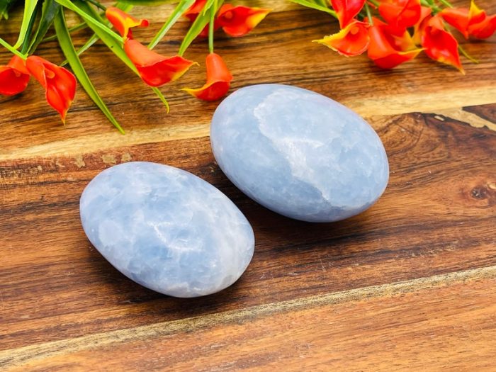 Blue Calcite Palm Stone | Calcite Palm Stone | Polished Stone | Massage Stone | Healing Crystals | Meditation | Handmade | Pocket Stone