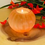 Orange Selenite Tealight Candle Holder | Authentic and Handmade | Home Decor | Soothing & Calming Effects | Holiday Gift