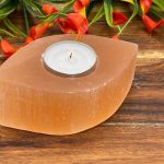 Orange Selenite Tealight Candle Holder | Authentic and Hand Carved | Home Decor | Soothing & Calming Effects