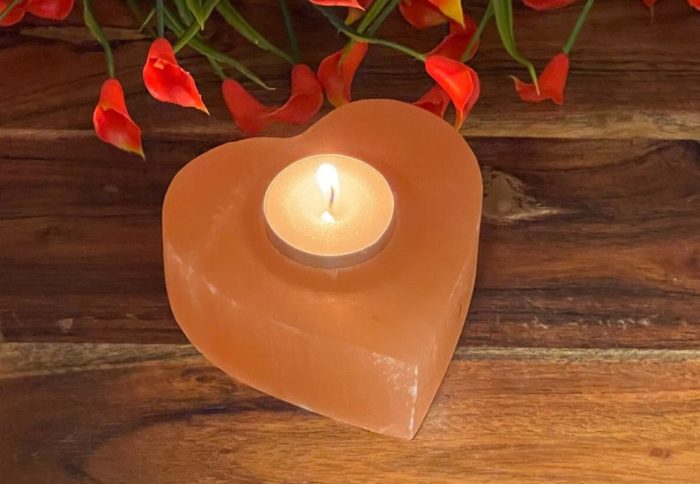 Orange Selenite Tealight Candle Holder | Authentic and Hand Carved | Home Decor | Soothing & Calming Effects