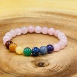 Rose Quartz Beaded Bracelet With 7 Chakra Crystal Stones | Beautiful Healing Jewelry | Chakra Jewelry | Reiki Stones | Stone Of Love
