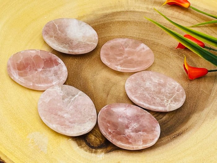 Strawberry Pink Calcite Worry Stones | Calcite Palm stone | Handmade | Polished Gemstone | Healing Crystals | Meditation | Pocket Stones