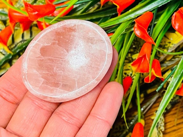 Strawberry Pink Calcite Worry Stones | Calcite Palm stone | Handmade | Polished Gemstone | Healing Crystals | Meditation | Pocket Stones